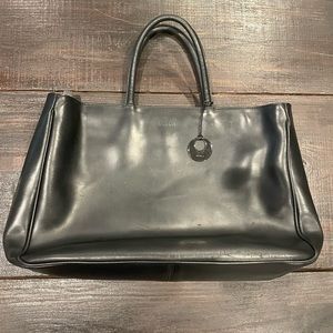 Furla black leather tote